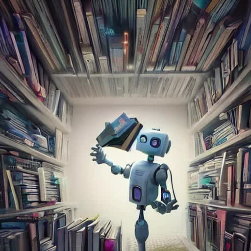 robot with books